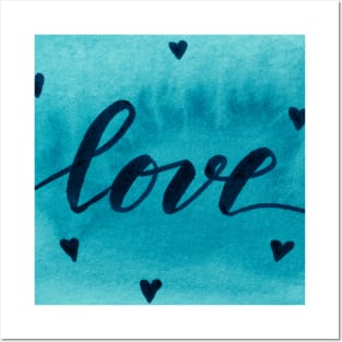 Valentine's Day Watercolor Love – teal Posters and Art